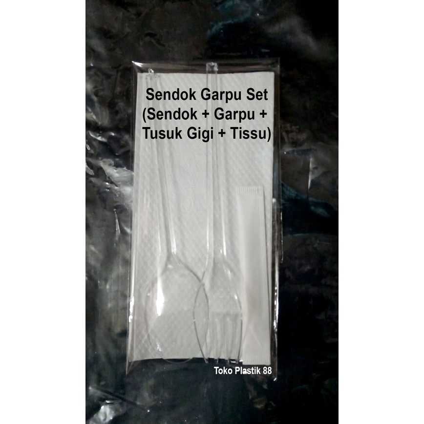 Sendok Garpu Makan | Sendok Garpu Plastik Bening Set (Minimum 10 set)