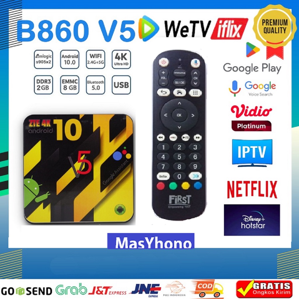 STB ANDROID ZTE B860H V5.0 ANDROID 10 SIAP PAKAI (OPEN ALL CHANNEL +750 CHANNEL)
