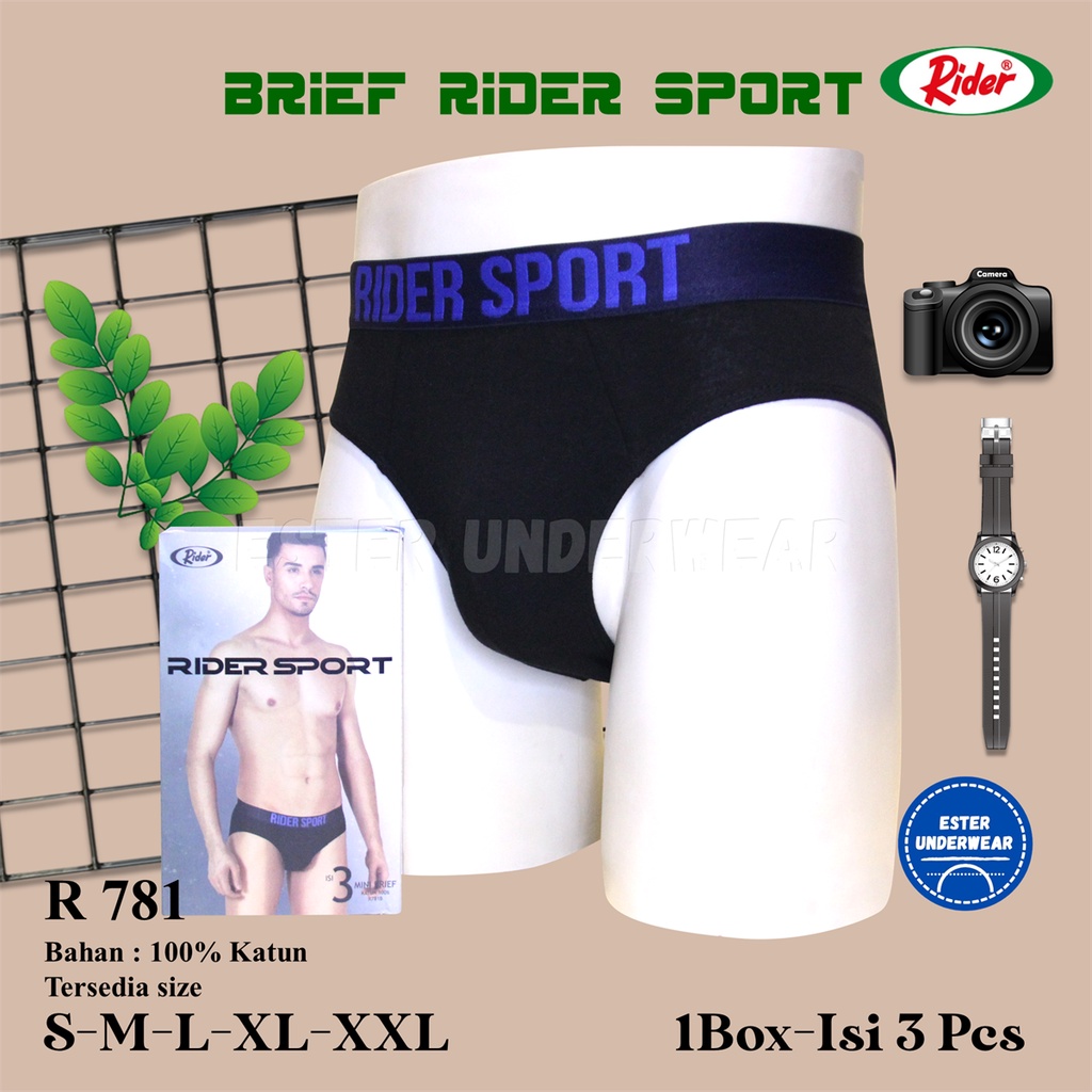 Celana Dalam Pria Rider Sport R 781 Isi 3 Pcs/Pack Bahan Katun 100%