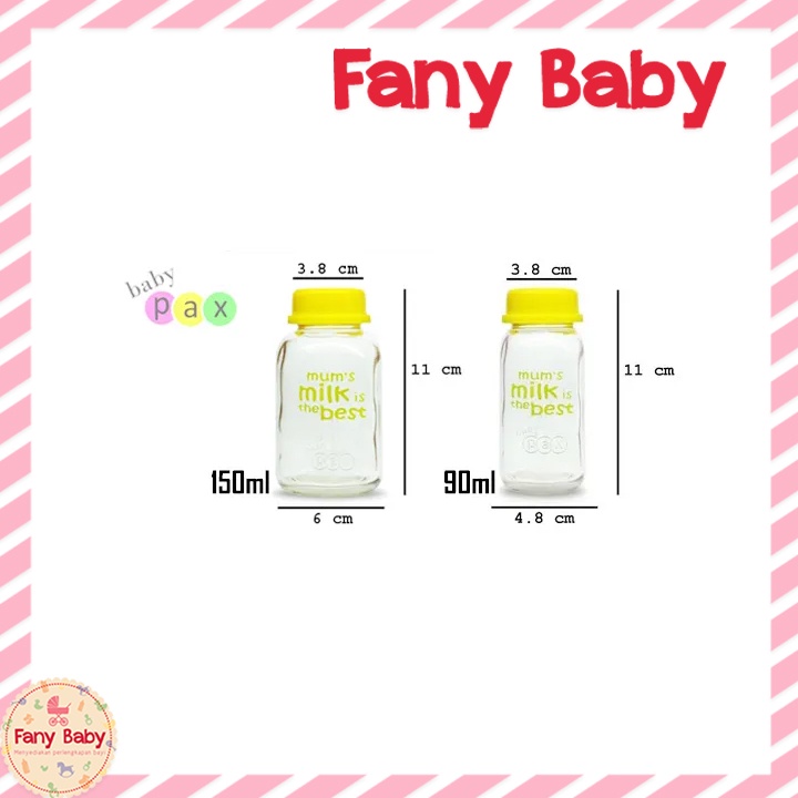 BABY PAX BOTOL KACA ASI 150ML ISI 3PCS