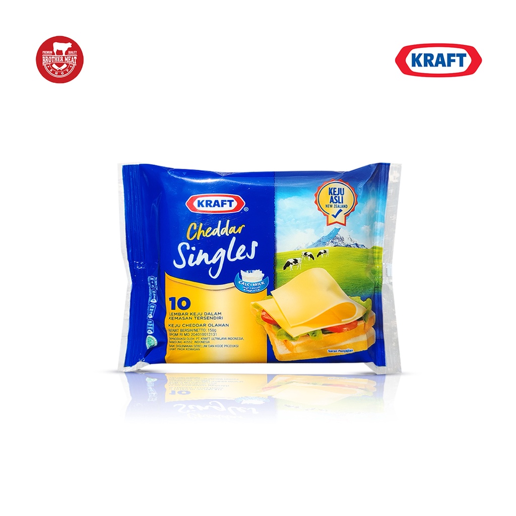 Kraft Keju Cheddar Singles Hi-Calcium 10 Slice 150gr, Halal