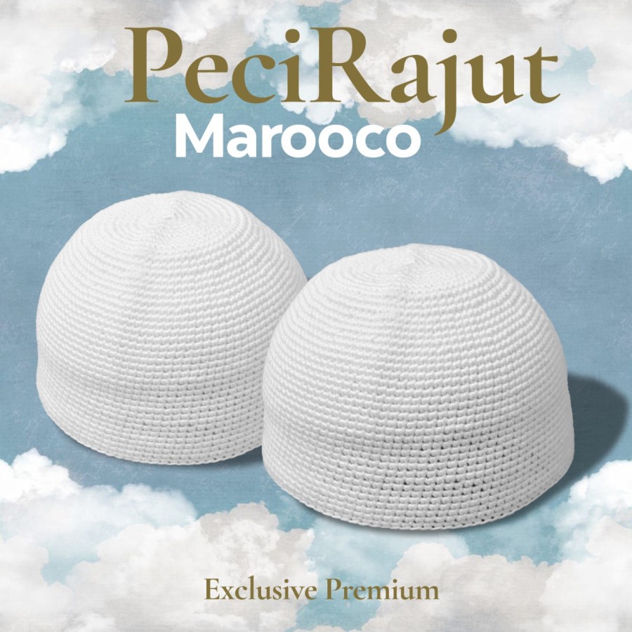 Peci rajut tebal maroko model warna polos