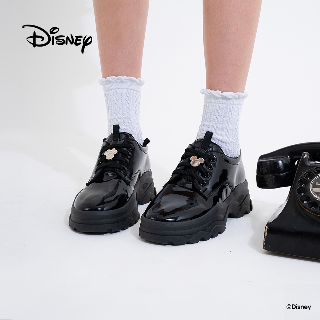 KRONIKEL DISNEY B&amp;W CHUNKY DERBY SHOES BLACK GLOSSY