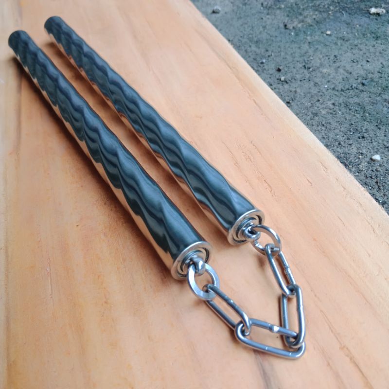 nunchaku double stick swivel bearing premium, (RINGAN), full stainless steel ulir krincing lokal men