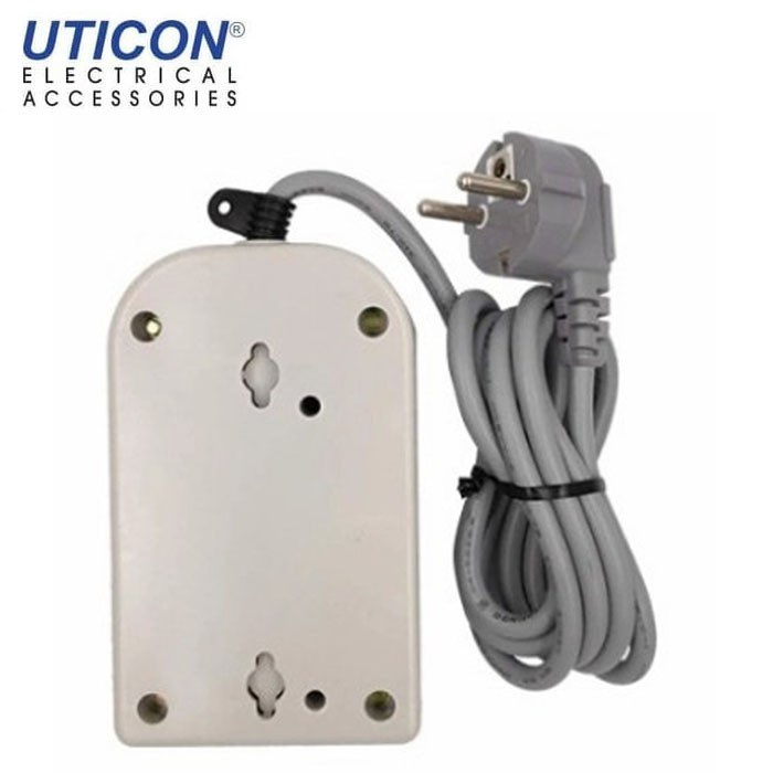 Uticon ST-1282SW Stop Kontak Arde 2 Lubang + Saklar Tersendiri + Kabel