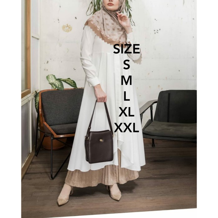 Gamis Set Long Tunik Jumbo BIG Size L XL XXL Tunik Putih/Milea Tunik/Tunik Cewek - Putih, XL W7T5