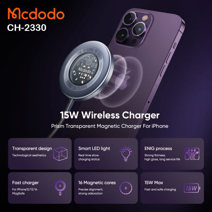 MCDODO Kabel Charger Magsafe PD Wireless FAST Charging 15W Original Garansi 6 Bulan