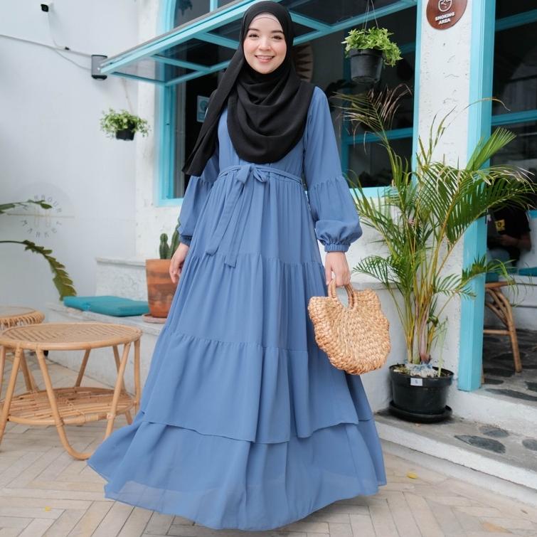 STOK TERBARU AMARA DRESS / gamis ceruty / gamis tiga tingkat/ gamis rempel / gamis baby doll /gamis 