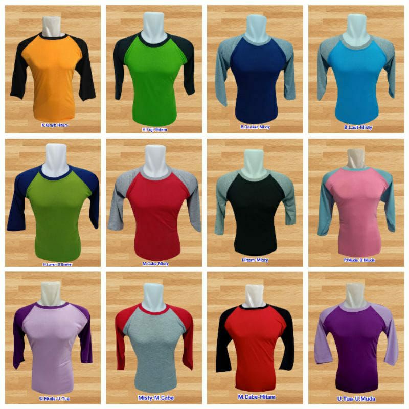 KAOS RAGLAN LENGAN PENDEK / KAOS POLOS RAGLAN/ KAOS RAGLAN PRIA WANITA / KAOS SERAGAMAN
