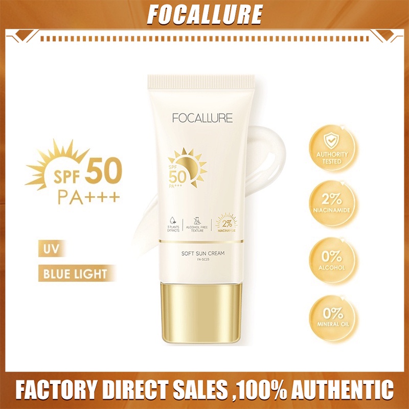 FOCALLURE FA-SC23 Sunscreen 2% NIACINAMIDE Sunscreen Gel SPF Tabir Surya Pelembab Surya Dan Anti Penuaan 50 PA+++ 30ml