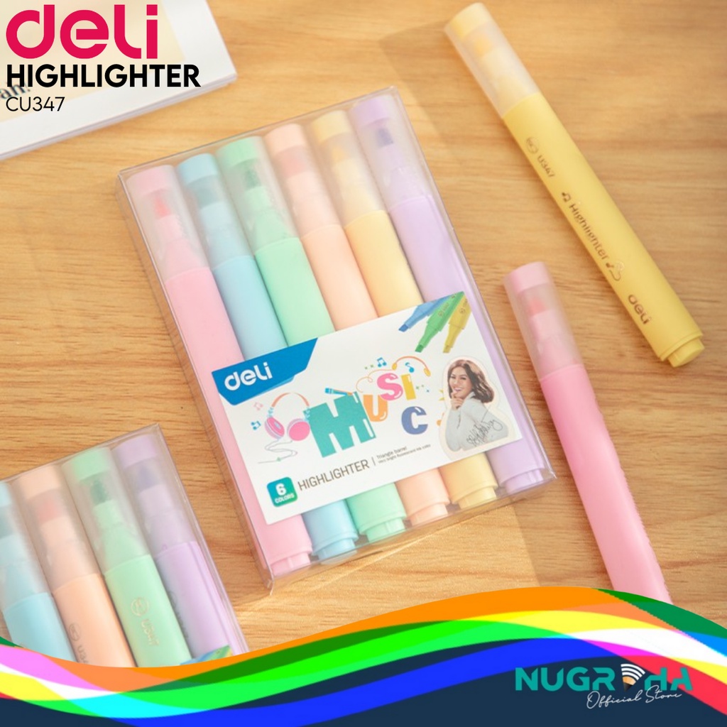 

[DELI X AGNEZ MO] Deli Highlighter / Penanda Isi 6 Warna Pastel CU347