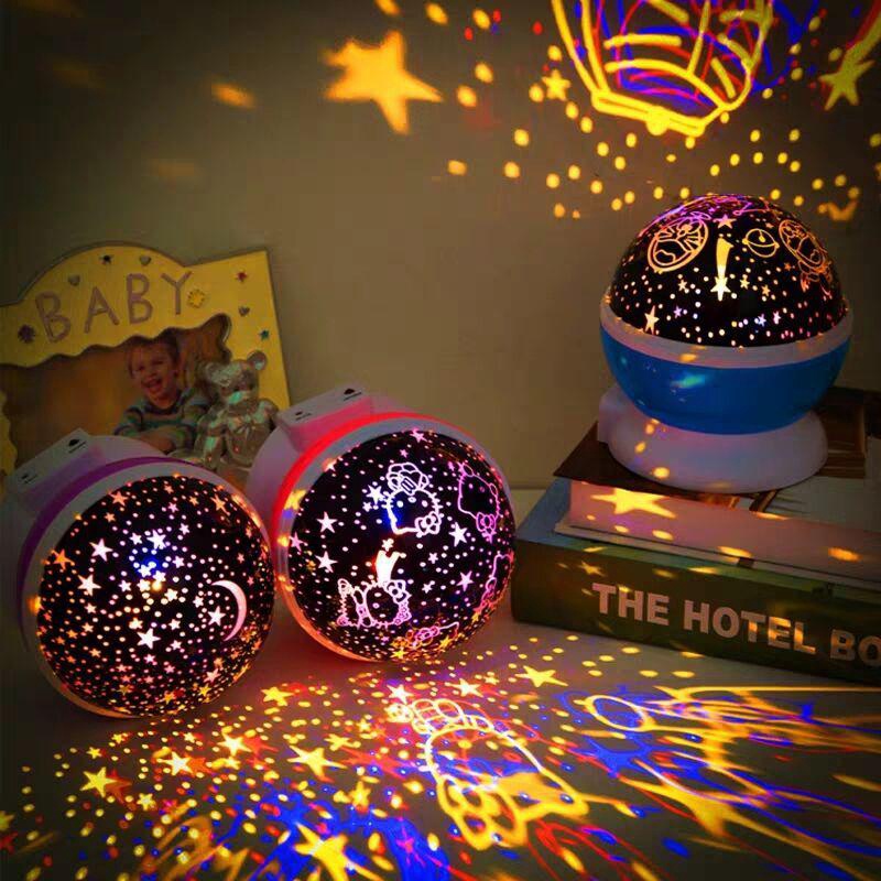 FYGALERY HL0112 Lampu Tidur Motif Bulan Bintang Hello Kitty Galaxy Unik Putar Mini Warna Hiasan Rumah Murah