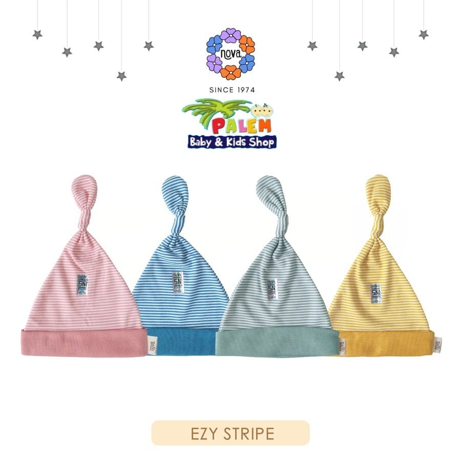 Topi Nova Ezy Knot Hat Stripe Series Topi Kuncung Bayi Newborn