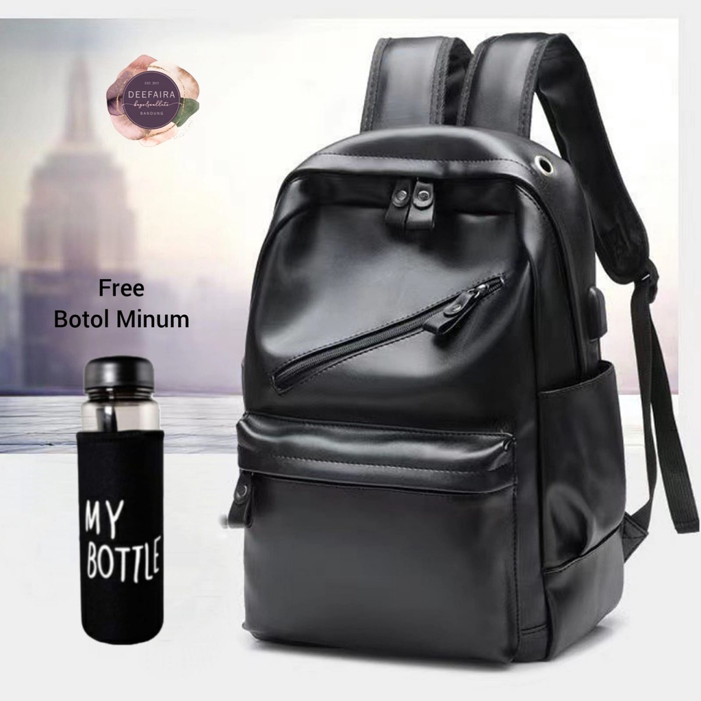 Tas Ransel Pria Model X043 Bahan Kulit Sintetis Premium Tas Untuk Kuliah Atau Kerja