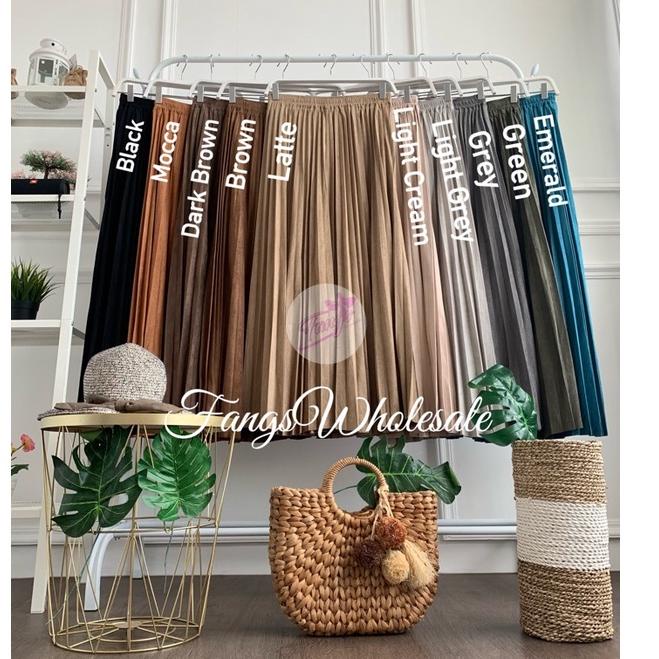 BOOMING FW R415 Rok Plisket Suede Panjang Import Premium Kualitas London Girl | Rok Plisket Suede Pa