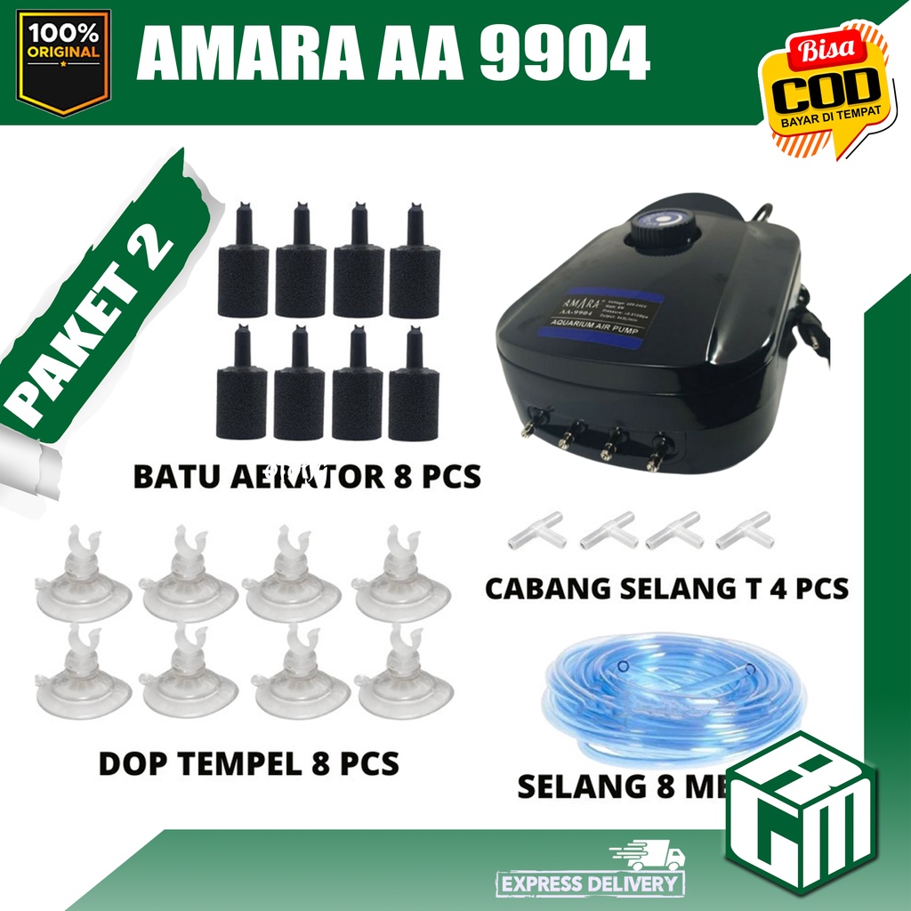 PAKET Amara AA 9904 AA9904 Mesin Aerator 4 Lubang Aquarium Aquascape