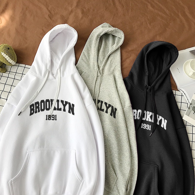 Parisdivarious Sweater Hoodie Jemper Brooklyn Bahan Fleece Size S - XXL (Pria &amp; Wanita)