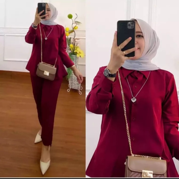 SETELAN KEMEJA DEWASA/BAJU SETELAN WANITA DEWASA/SETCEL WANITA/SETCEL DEWASA TERBARU