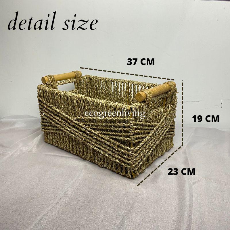 Decorative Wicker Storage Basket Woven Basket Organizers for Living Room, Large Rectangular Wicker Basket for Organizing