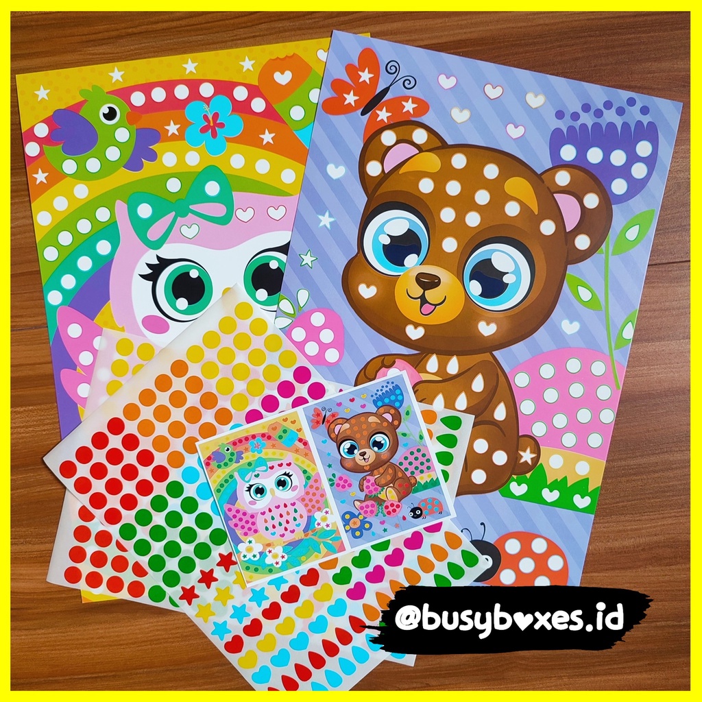 [busyboxes.id] Mainan Edukasi anak 3 tahun aktivitas menempel sticker rainbow seri owl