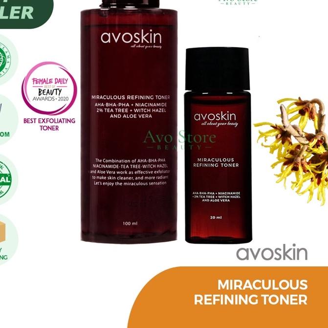 ☏ Avoskin Miraculous REFINING TONER 100ml/20ml [AHA BHA PHA NIACINAMIDE] / Eksfoliasi / Exfoliating 