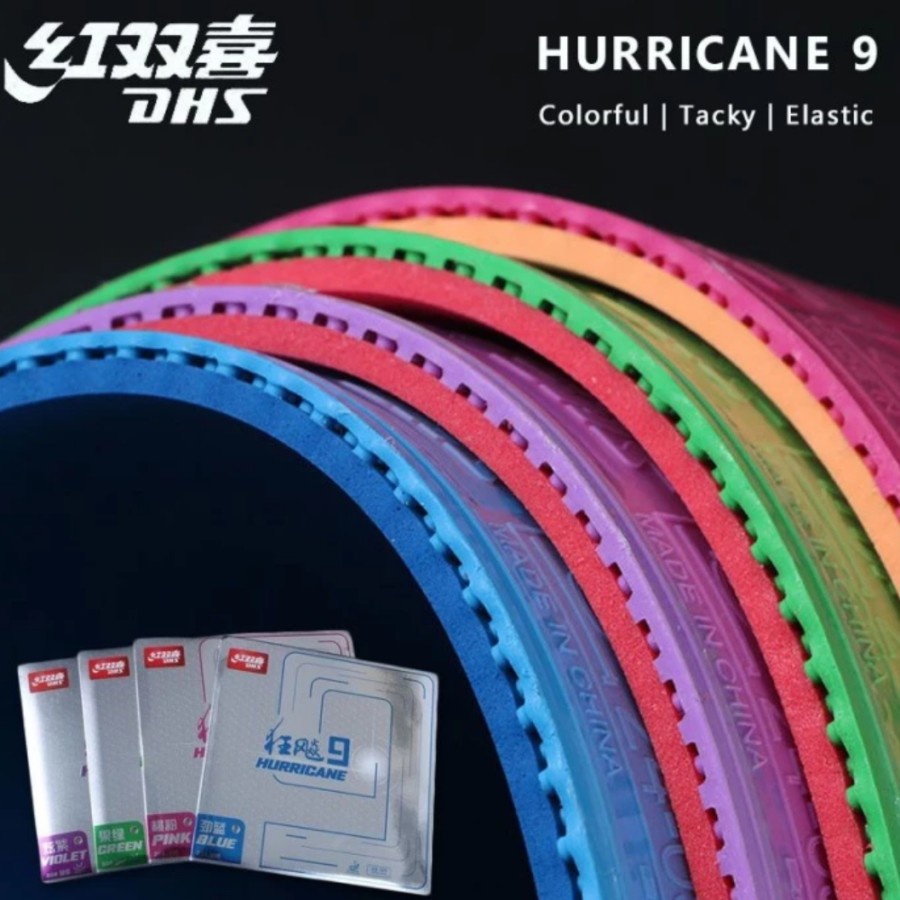 Karet Bet Pingpong Tenis Meja DHS HURRICANE 9 Colour Original