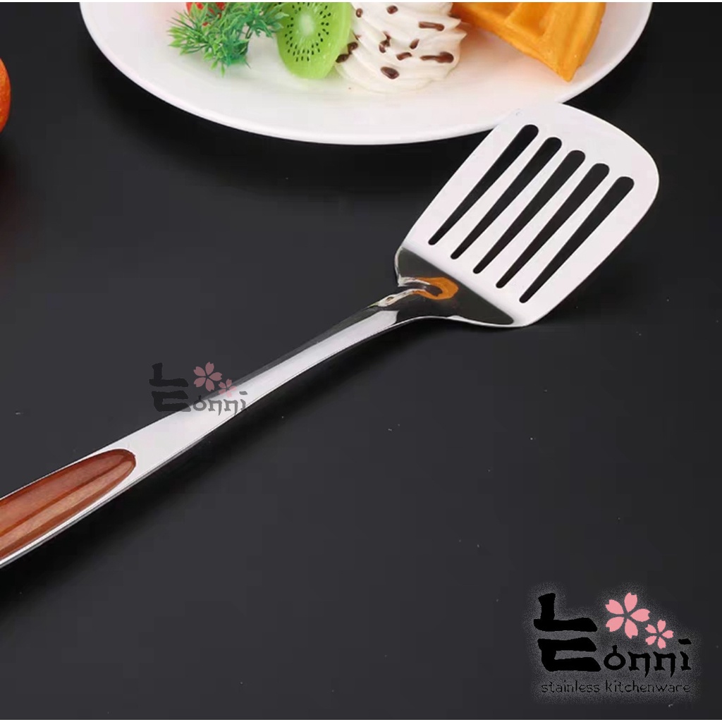 Spatula lubang stainless 555 menggoreng sutil cobek goreng frying murah tebal alat masak anti karat