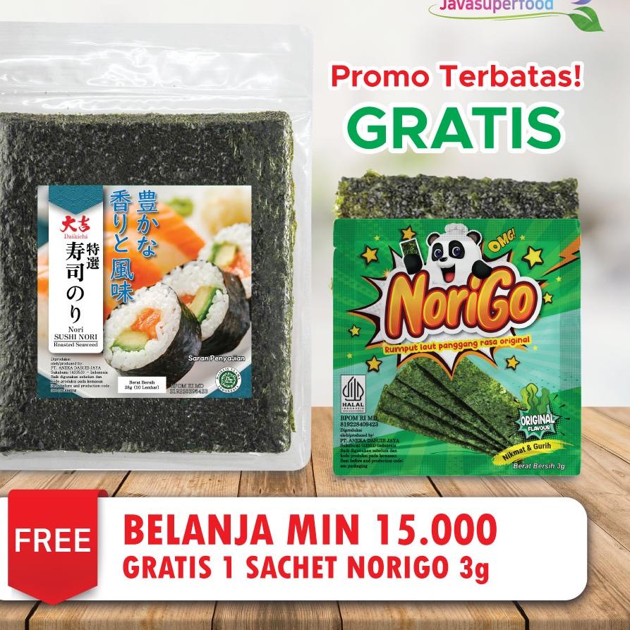 

Super Hits Sushi Nori Daikichi HALAL Seaweed Rumput Laut Sushi Untuk Kimbab/ Gimbab