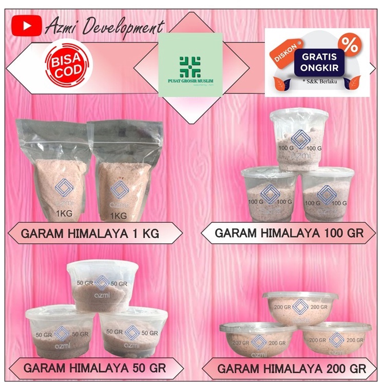 Himalayan Pink Salt Garam Natural Himalaya Kemasan Repack 50Gr, 100Gr, 200Gr Garam Ibnu sina