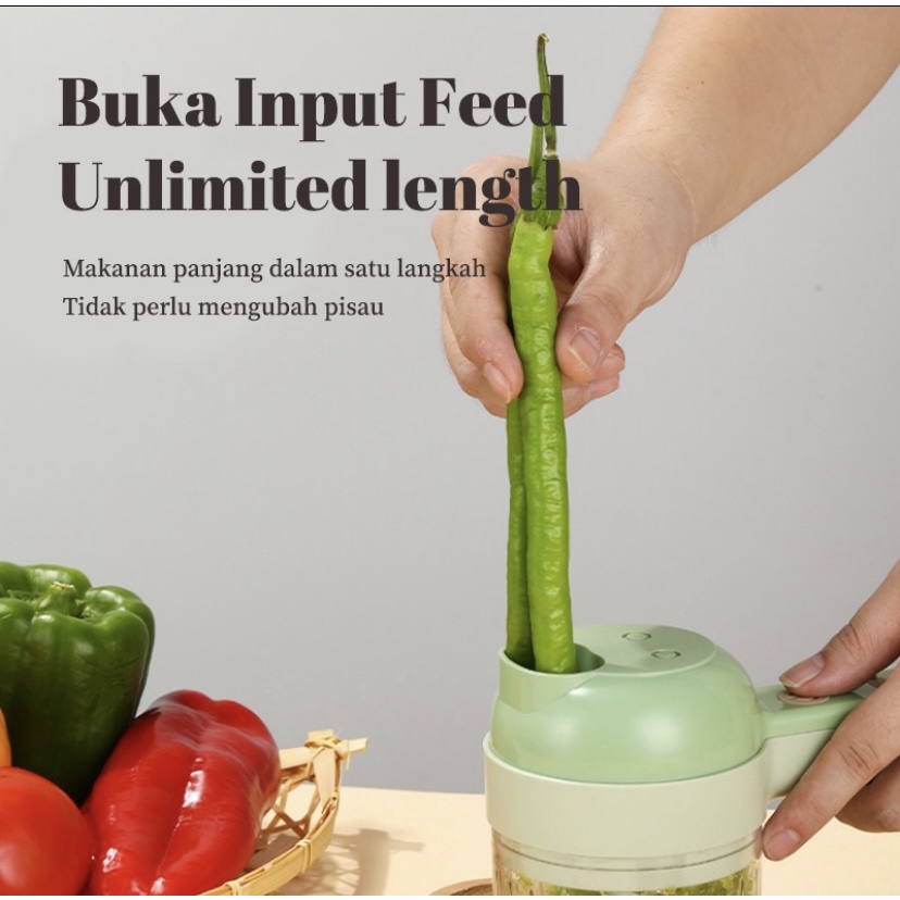 PROMO FOOD CHOPPER ELECTRIC 4 IN 1 / BLENDER PORTABLE PENGGILING BUMBU BAWANG PEMOTONG SAYUR ELEKTRIK / PEMOTONG SAYUR PRAKTIS