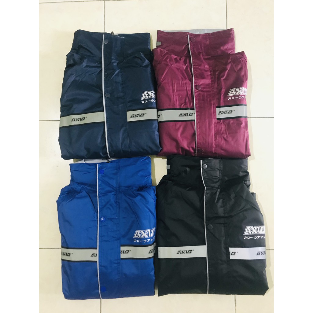 Jas Hujan Axio 882 ORIGINAL List Full SILVER Setelan Jaket Celana/Mantel Mantol Raincoat Ujan Stelan Dewasa Cewek Cowok