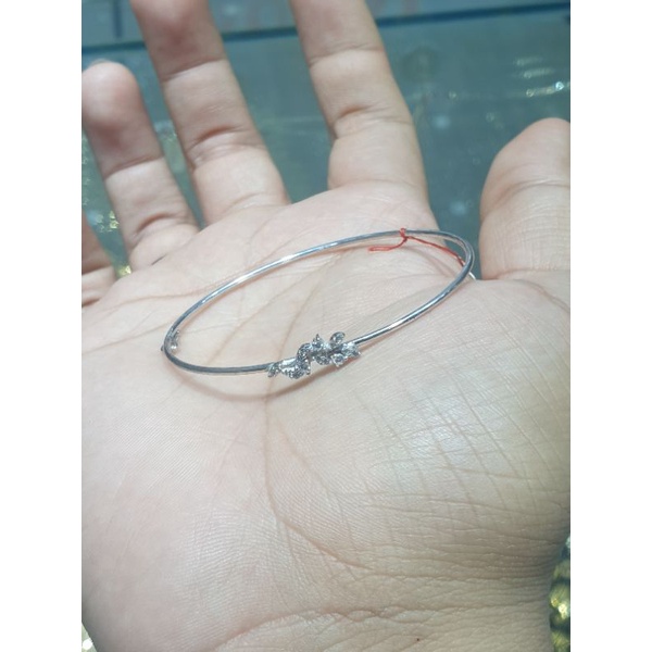 gelang bangle simple emas putih ringan