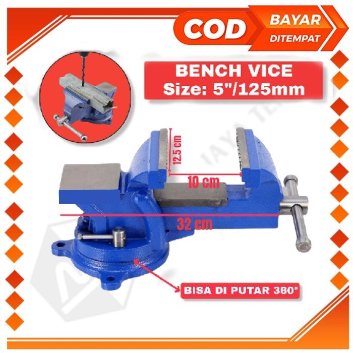 Ragum Besi Duduk Besar 5 Inci Bisa Putar Catok Tanggem Bais