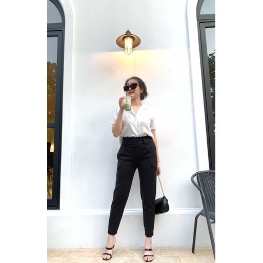 Hanolshop Celana Highwaist Wanita Ssandraa Bahan Scuba Premium - Celana Kerja Kantor Wanita