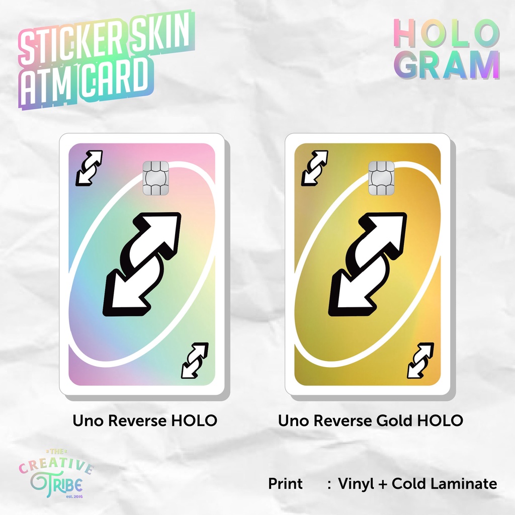 Uno Reverse HOLOGRAM - Sticker Skin Card HOLOGRAM - Vinyl ATM Debit Credit Emoney Flazz Stiker