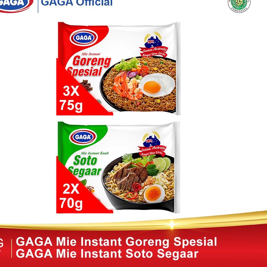 

【Penjualan Terbaik】✅COD GAGA Mie Goreng Spesial 75g 3pcs, GAGA Mie Soto Segaar 70g 2pcs (GG67)