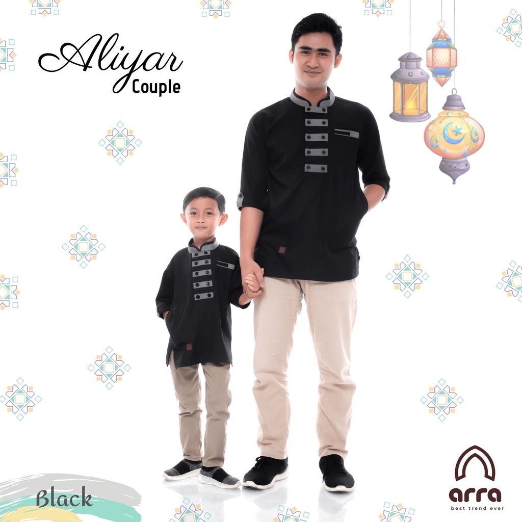 Baju Koko Kurta Pakistan Couple Ayah Anak Lengan 3/4 Kualitas Terbaik Model Terbaru Lebaran Aliyar Series