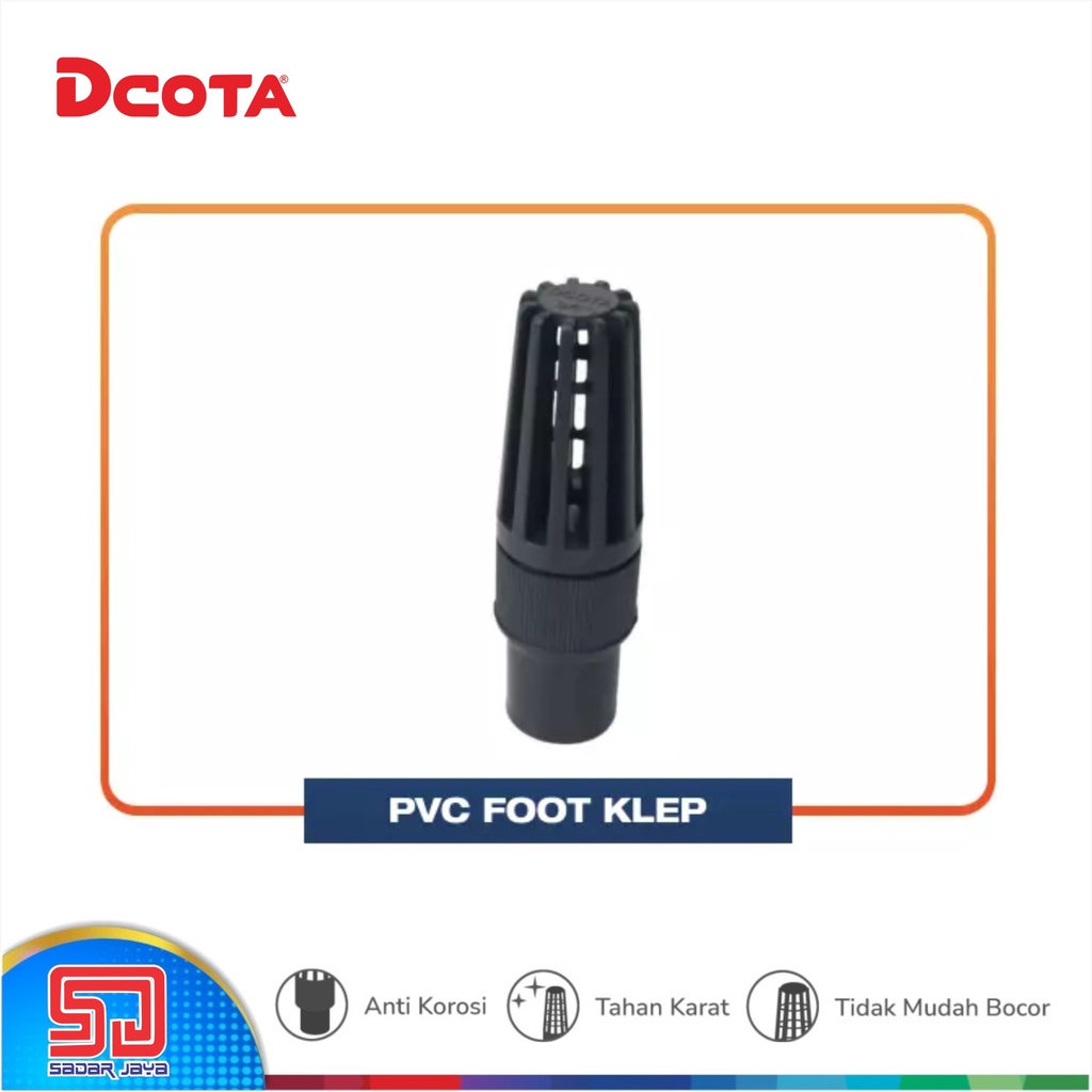 DCOTA PVC FOOT Valve Klep PVC 3/4&quot; 1&quot; Saringan Tusen Plastik