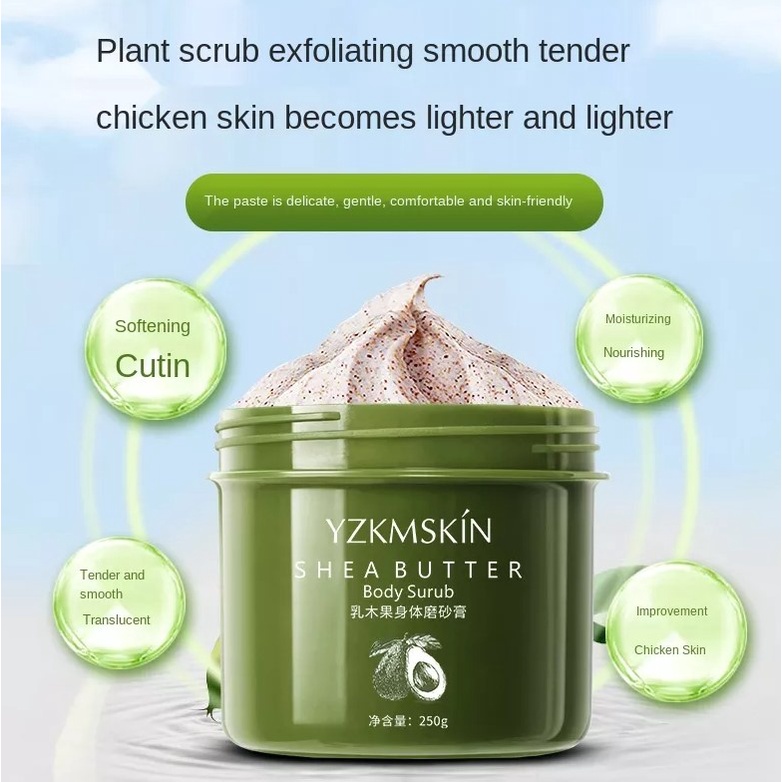 【HOT】YZKMSKIN Body Scrub-Lulur Tubuh Pemutih Badan Exfoliating Permanen 250Gr/Menghilangkan Kulit Ayam, Kulit Mati/Membersihkan Secara Dalam, Mencerahkan Warna Kulit