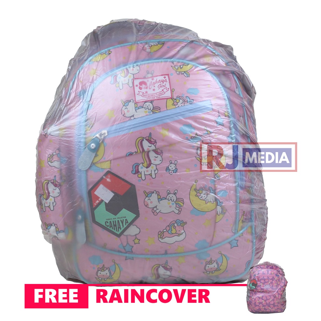 Tas Gendong Ransel Cewe Backpack SD Mini Paud Tebal Anak Perempuan Cahaya Pony Bulan Pink Biru Tas Sekolah Termurah Unicorn Pink Lucu Cantik Ransel Anak