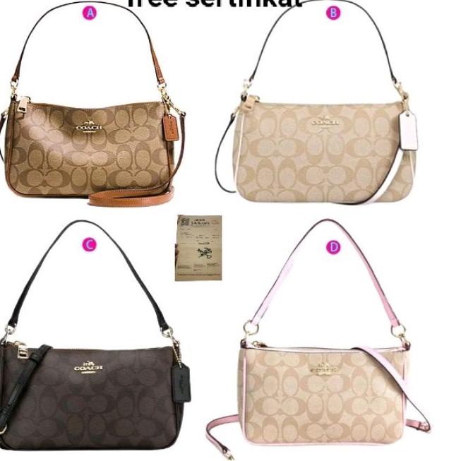 PALING LARIS Tote COaCH Pouch Mini 2 tali Bahan Kanvas + Sertifikat Tas Selempang wanita import Tas 
