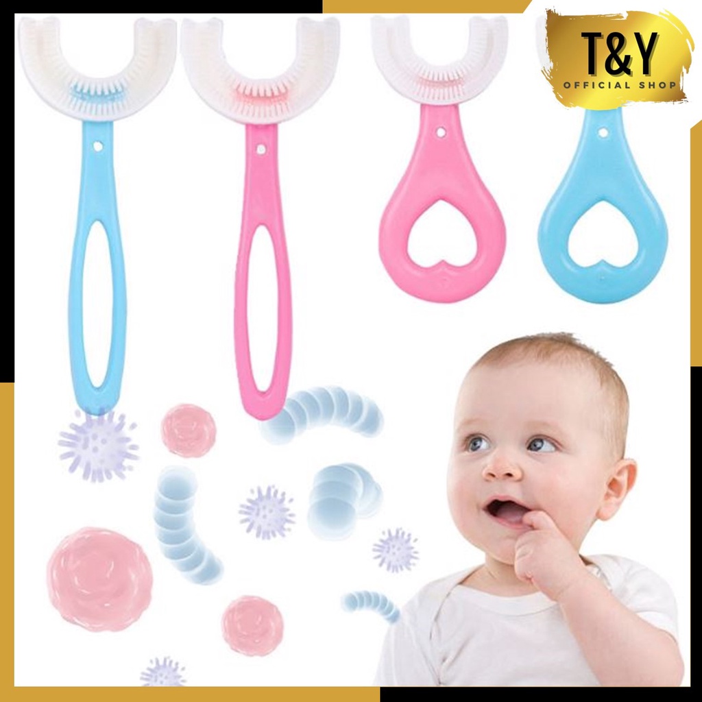 T&amp;Y Sikat Gigi Silikon Bayi Dan Anak Anak Bentuk U Struktur Mulut Bahan Karet Lentur Kualitas Import Murah