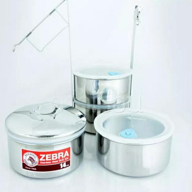 Rantang Rantang Makan Stainless Zebra 4 Susun Airtight Diameter 14Cm - 150244
