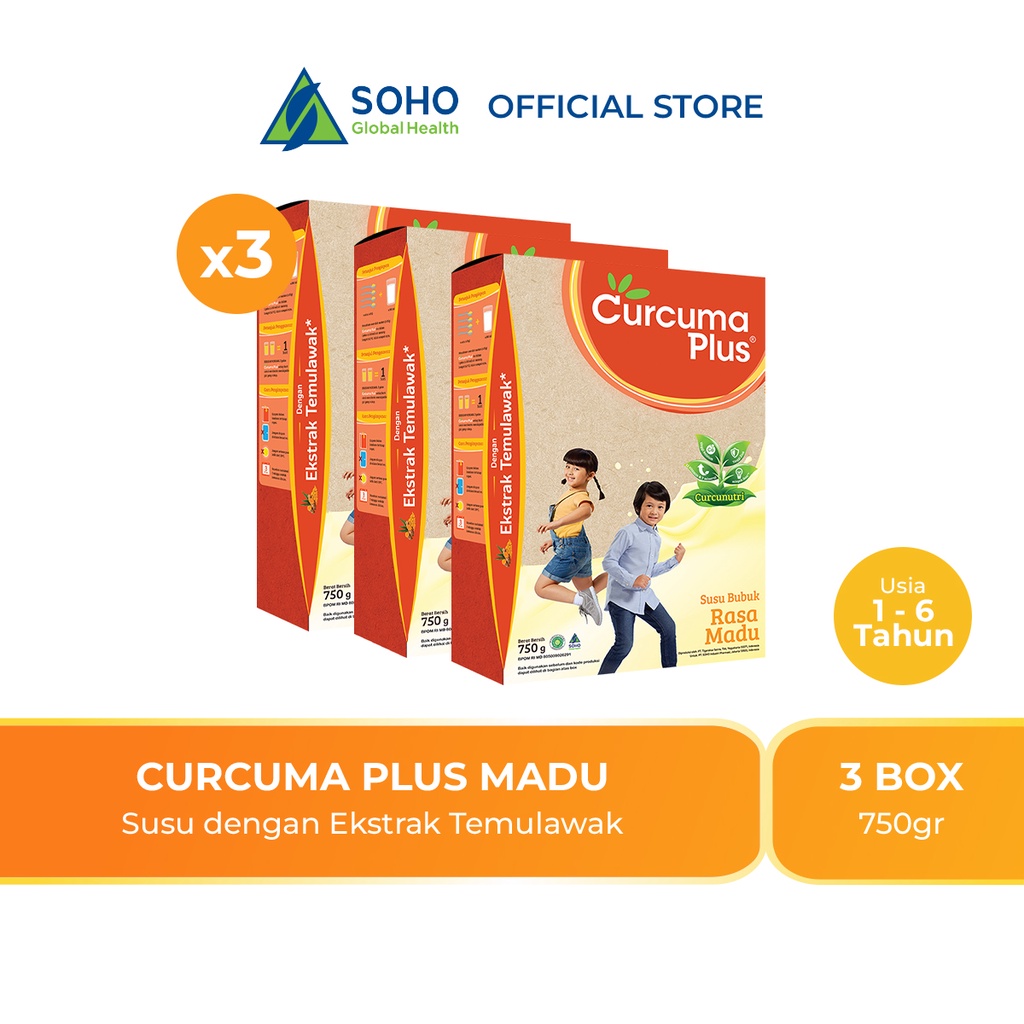 Curcuma Plus Susu Bubuk Ekstrak Temulawak - Madu 750g - Paket isi 3