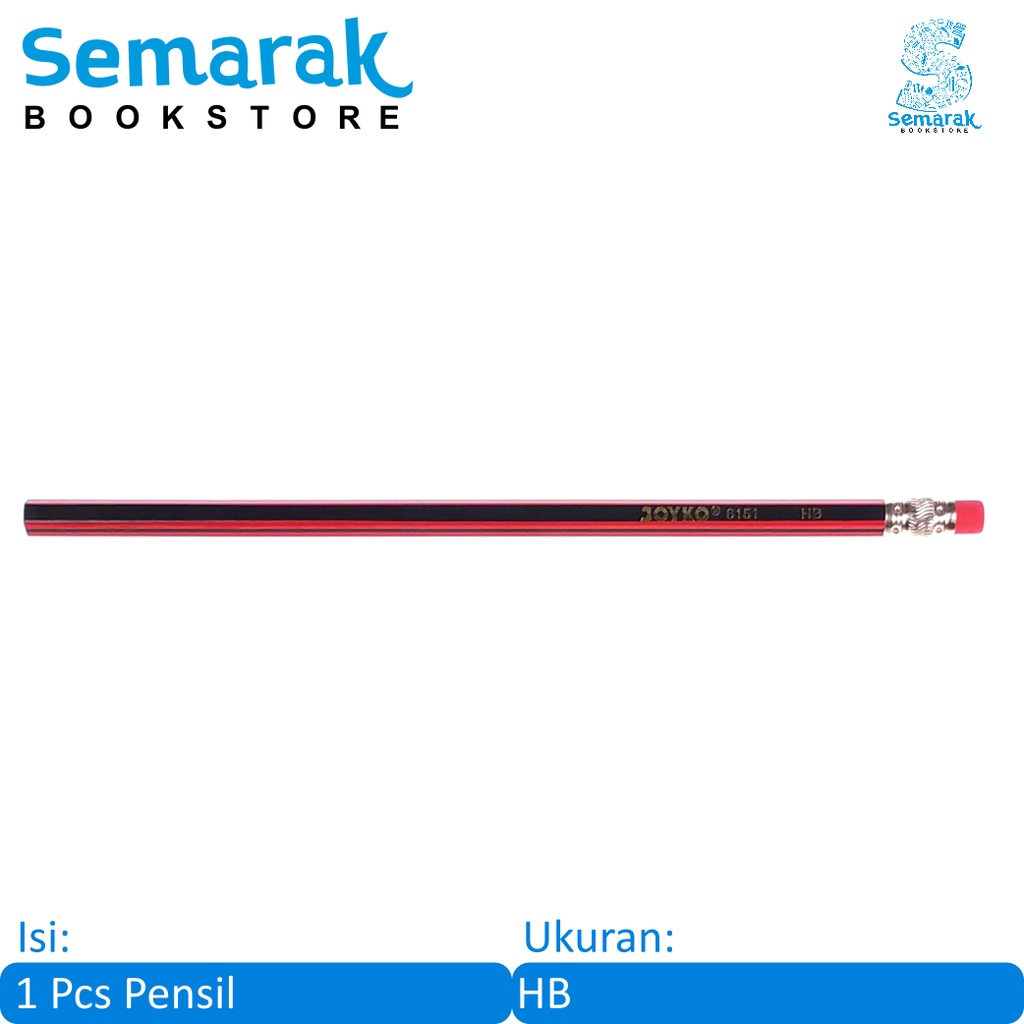 

Joyko 6151 Pencil With Eraser Pensil dengan penghapus HB