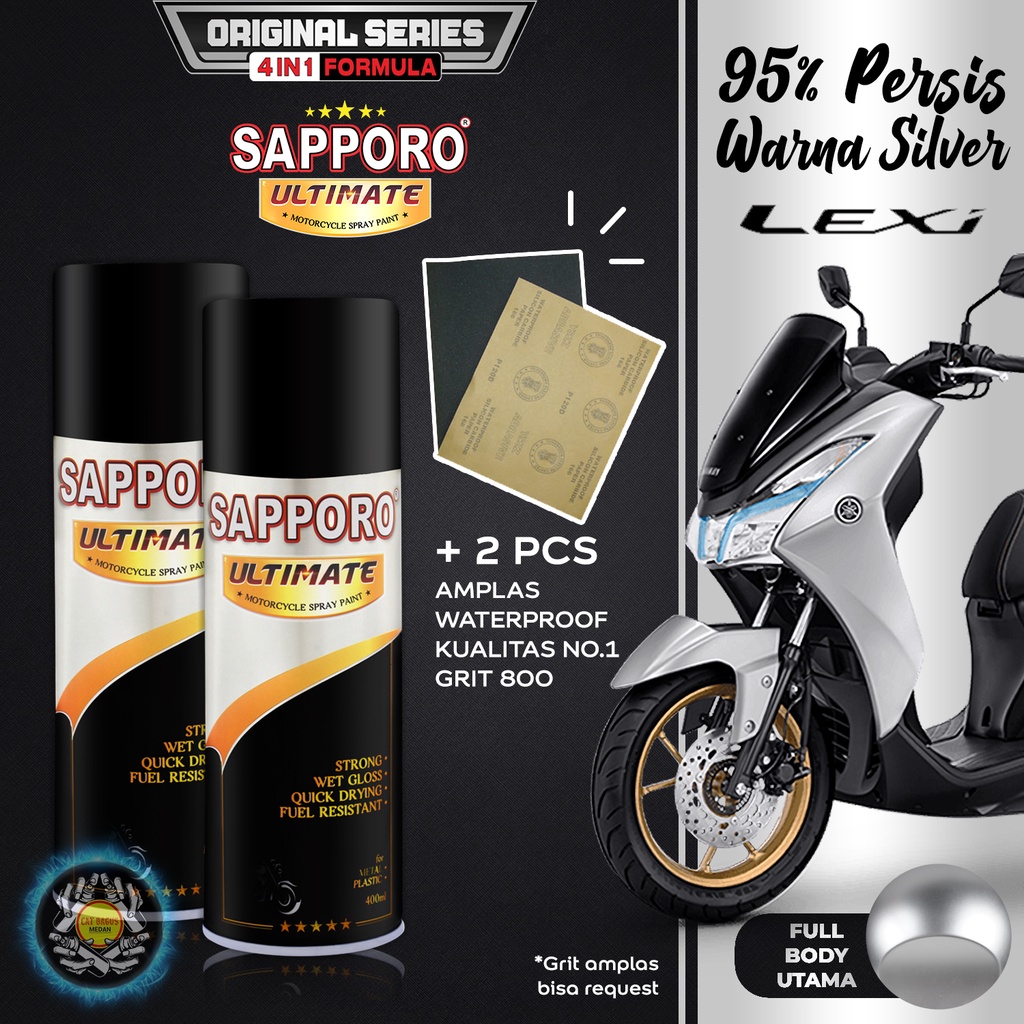 PAKET SILVER LEXI SAPPORO ULTIMATE 4 IN 1 OY04 SILVER YAMAHA ORIGINAL CAT SEMPROT 400 ML CAT BODY MO