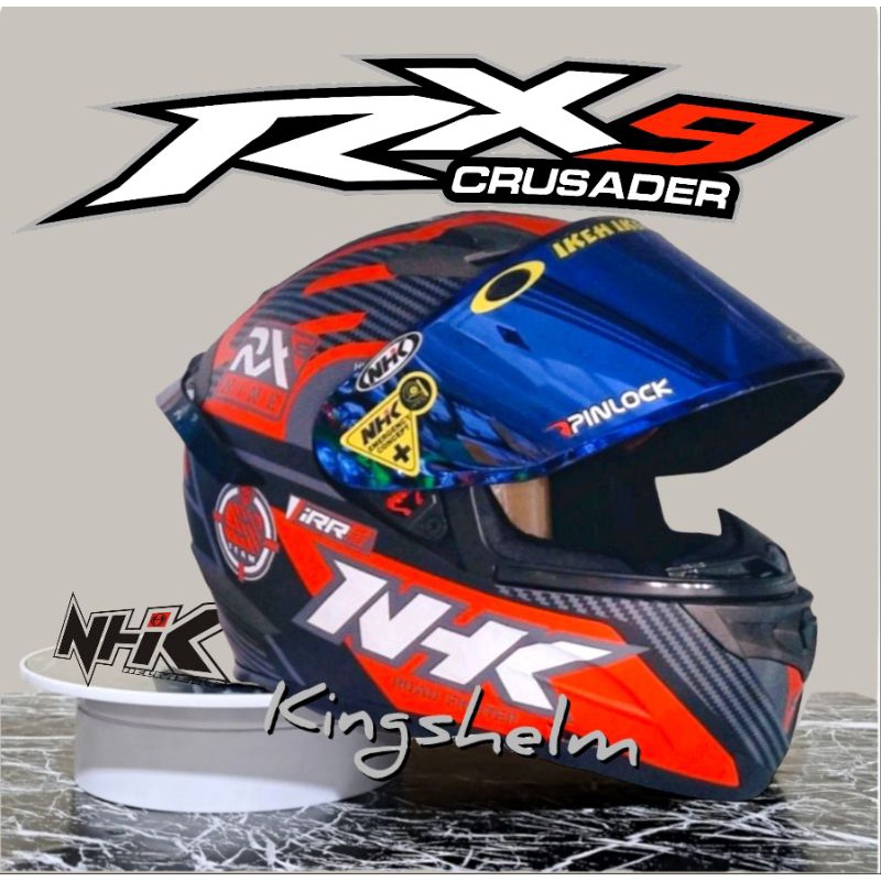 HELM NHK RACER RX9 BLACK RED DOP PAKET GANTENG