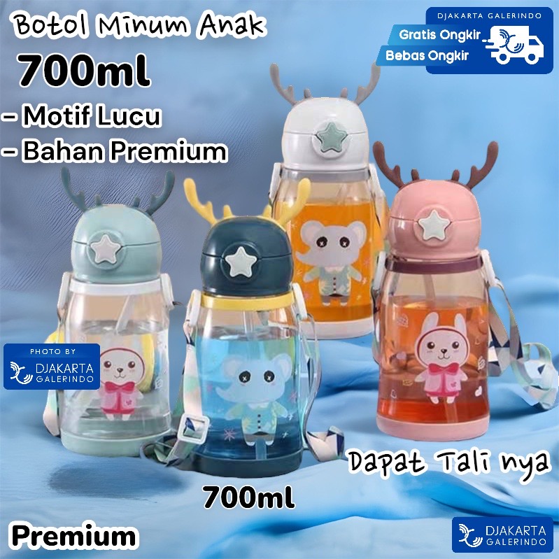 Botol Minum Anak Lucu Tanduk Rusa 700ml - 600ml - Free tali