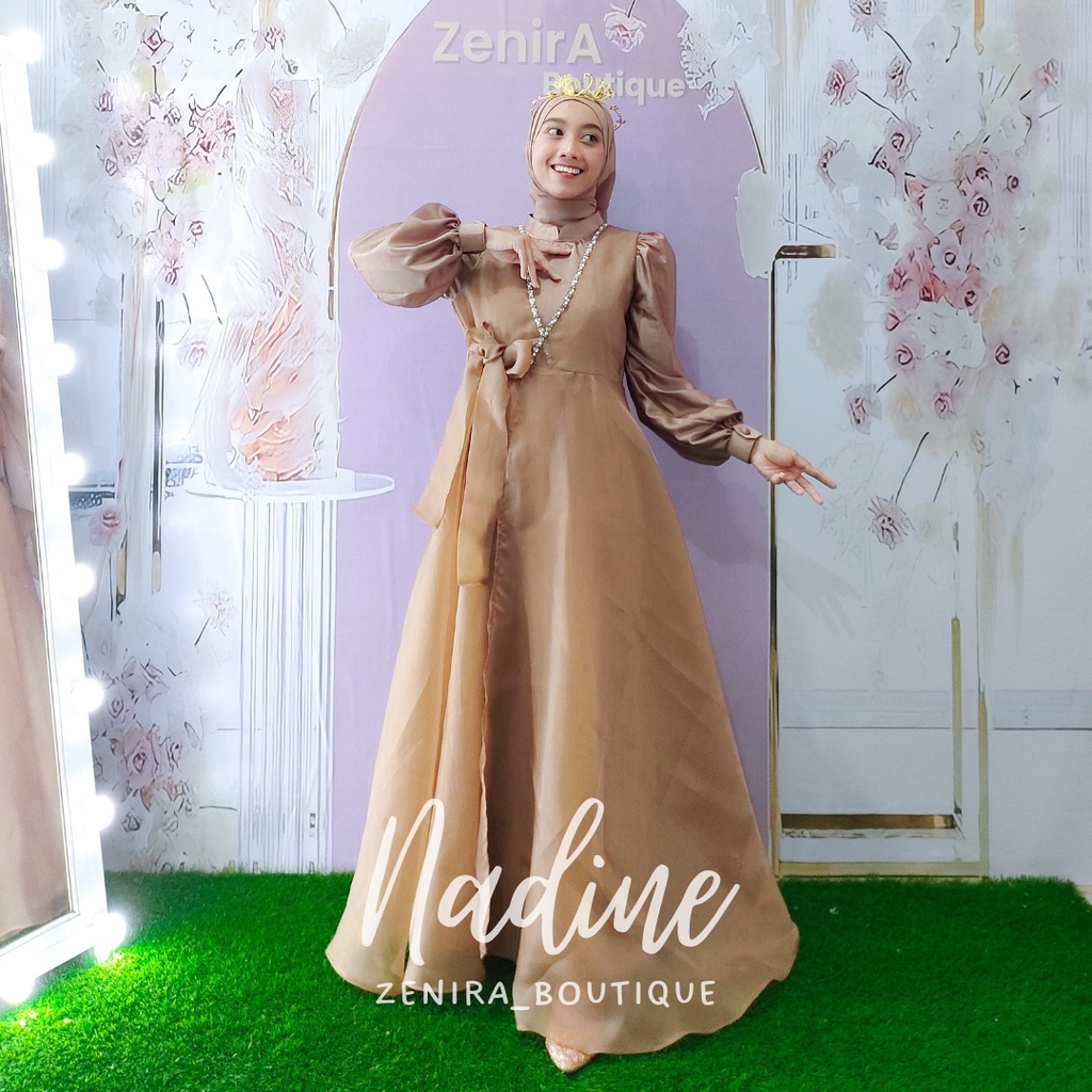 NADINE Baju Pesta Remaja dan Outer Organza berpayet / Dress Kondangan / Lamaran / Braidsmaids murah / Gamis terbaru / wisuda / couple