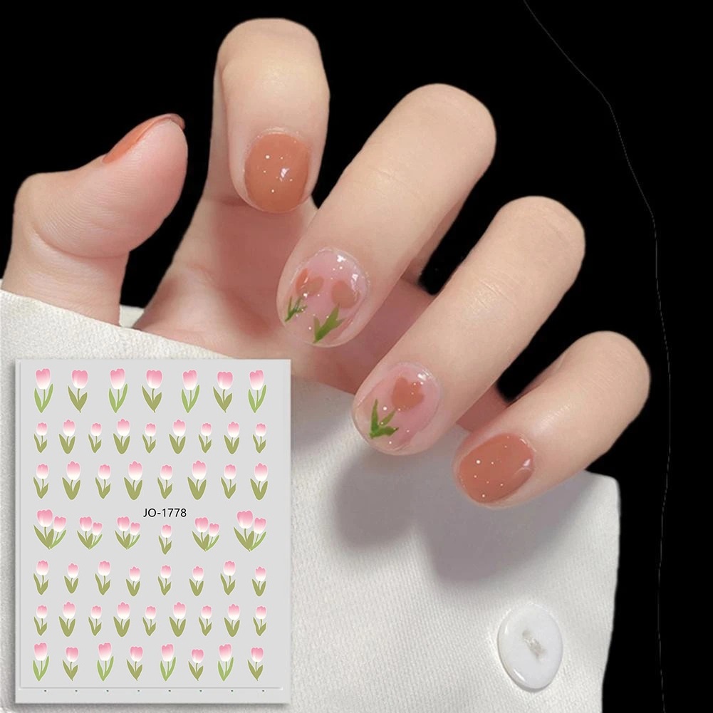 FLOWERS SERIES Ultra Thin Nail Stickers Stiker Kuku Bunga